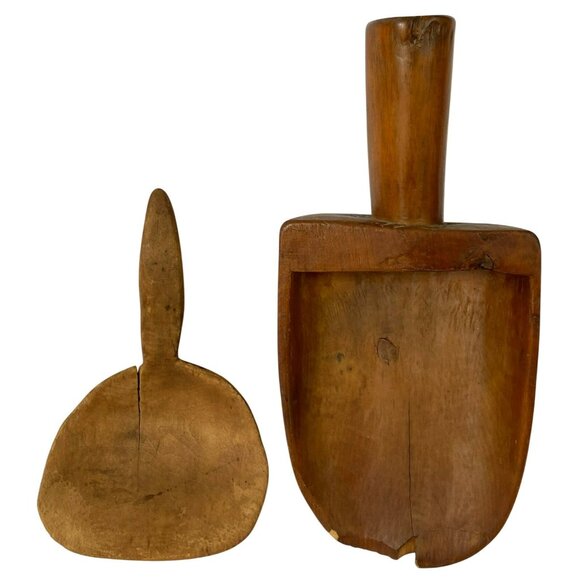 Antique Vintage Kitchen Tools Wooden Scoop & Paddle Hand Crafted Made Rustic - Picture 2 of 13